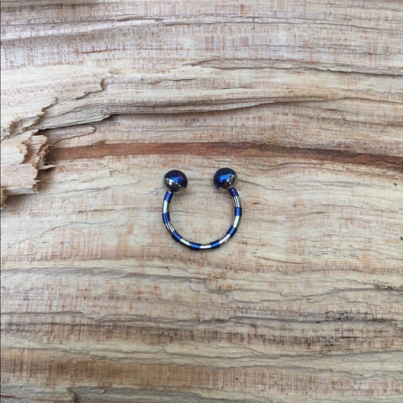 Jewelry - Blue‎ & Silver Septum / Nose Ring Hoop